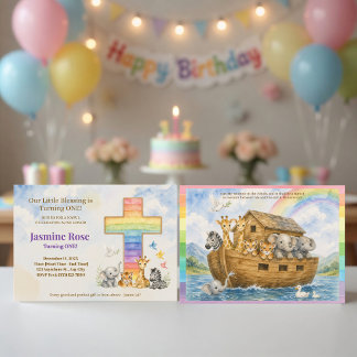 Noach's Ark Baby Dieren & Regenboog Kruis Waterver Kaart