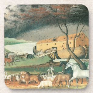 Noachs Ark door Edward Hicks, Vintage Folk Art Bier Onderzetter