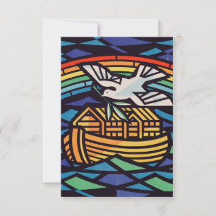 Noach's Ark en Heilige Geest Glas-in-lood Heilige Bedankkaart