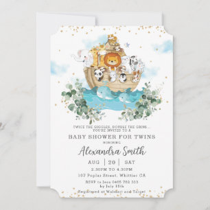 Noach's Ark Groene Cute Dieren Tweeling Baby Showe Kaart