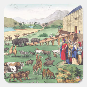 Noach's ark met dieren vierkante sticker