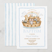 Noach's Ark Watercolor Dieren Doop Christening Kaart (Voorkant / Achterkant)