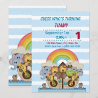 Noah Ark Boy Anniversaire Fête Invitation