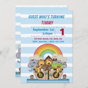 Noah Ark Boy Anniversaire Fête Invitation