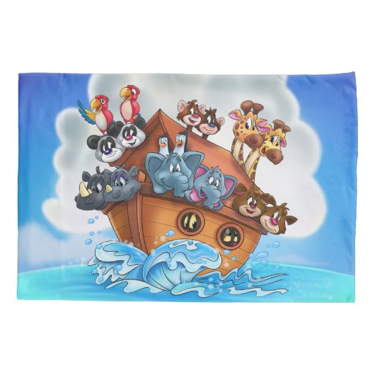 Noah Ark cartoon kussen voor kinderkamer Kussensloop (Achterkant)