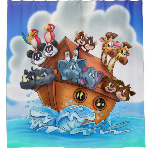 Noah Ark het gordijn van de cartoondouche