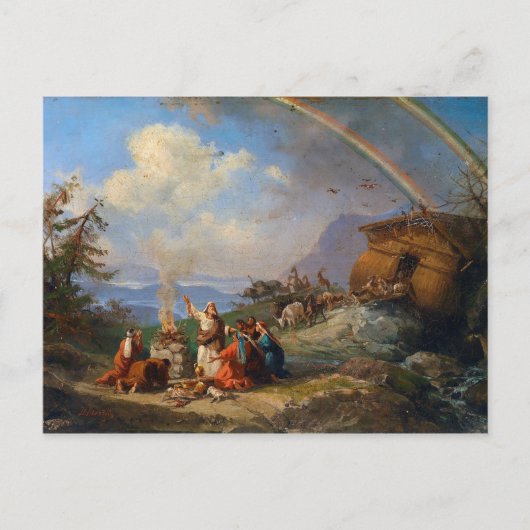 Noah dankt voor de verlossing (1901) briefkaart (Voorkant)