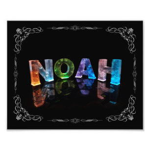 Noah - de naam Noah in 3D lichten (foto) Foto Afdruk