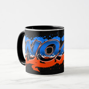 Noah Prénom Graffiti blue Tasse orange