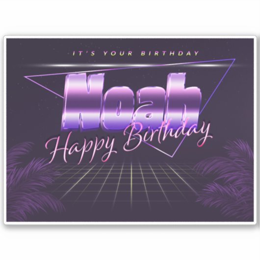 Noah Prénom lila retro Sticker (Devant)