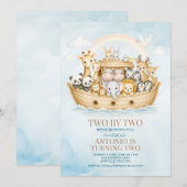 Noah’s Ark 2nd Birthday Invitation Boy (Devant / Derrière)