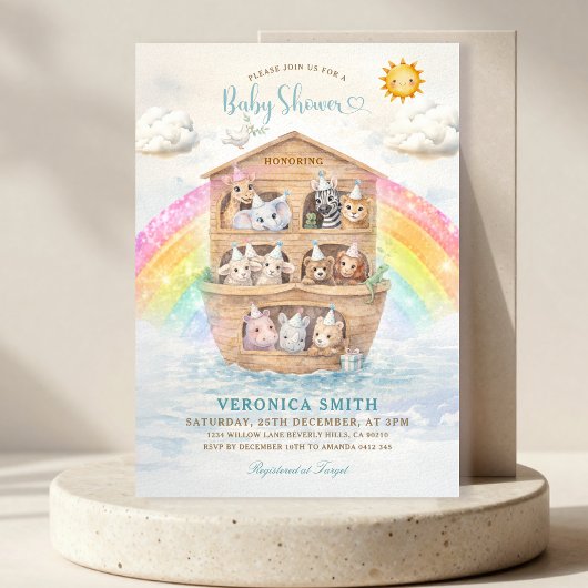 Noah’s Ark Baby Shower Invitation | Rainbow Baby 