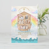 Noah’s Ark Baptism Invitation | Baby Animals (Debout devant)