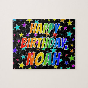 "NOAH" Voornaam, geun "HAPPY BIRTHDAY" Legpuzzel