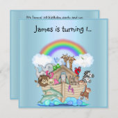 Noahs animal arc-en-ciel invitation BLUE (Devant / Derrière)