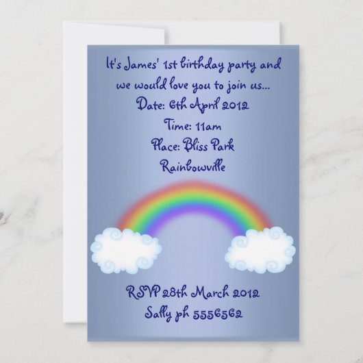 Noahs ark animal invitation bleu (Dos)