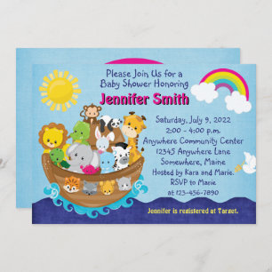 Noah's Ark Animals Baby Shower Invitations