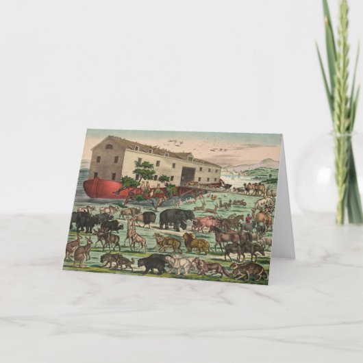 Noahs Ark Animals Illustration 1882 Kaart (Voorkant)