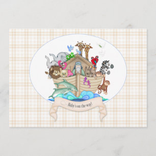 Noah's Ark Animals Ivory Gingham Kaart