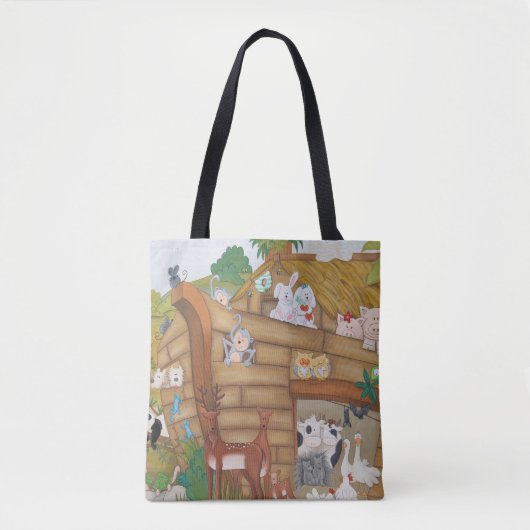 Noah's Ark Animals op een boot die naar je kijkt. Tote Bag (Voorkant)