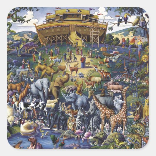 Noahs Ark Animals Vierkante Sticker (Voorkant)