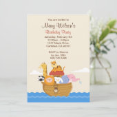 Noahs Ark Anniversaire Fête Invitation (Debout devant)