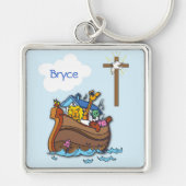  Noah's Ark Baby Baptism, Boy Blue Sleutelhanger (Voorkant)
