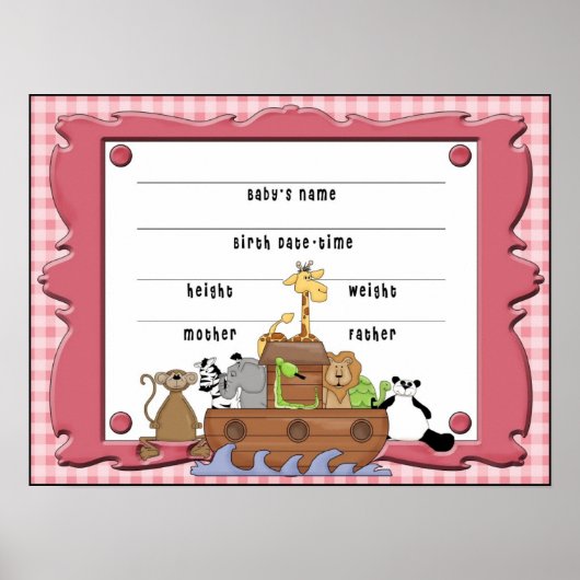 Noah's Ark Baby Girl Poster (Voorkant)