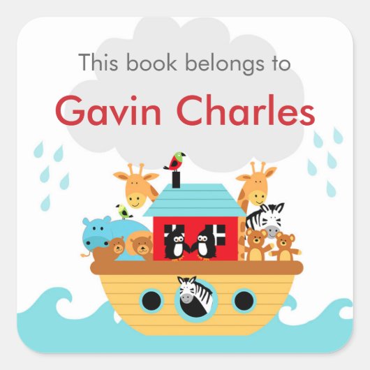 Noah's Ark Baby shower boekenplaat stickers (Voorkant)
