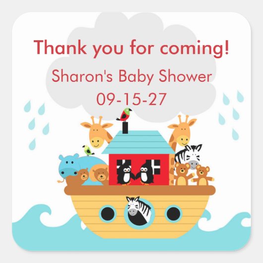 Noah's Ark Baby shower dank u voor sticker (Voorkant)