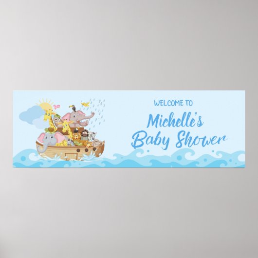 Noah's Ark Baby shower Party Banner Poster (Voorkant)
