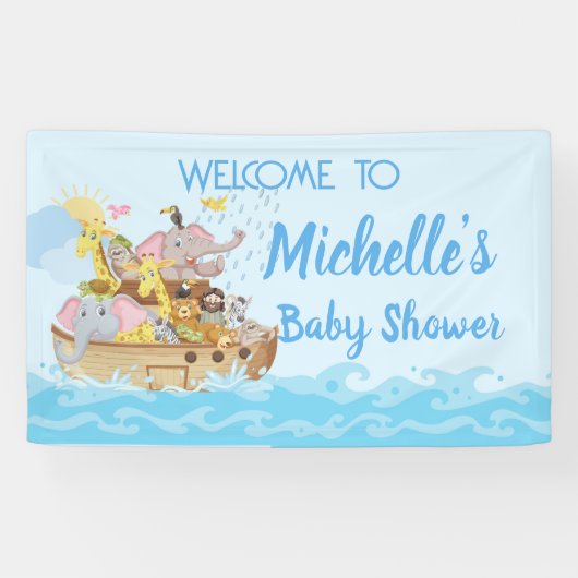 Noah's Ark Baby shower Party Spandoek (Horizontaal)