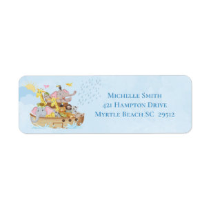 Noah's Ark Baby shower Return Address Label