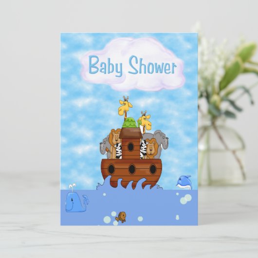 Noah's Ark Baby shower Uitnodiging (Staand voorkant)