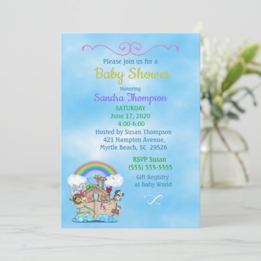 Noah's Ark Baby shower Uitnodiging (Staand voorkant)