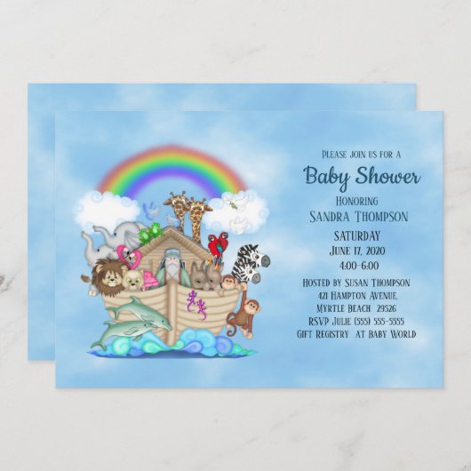 Noah's Ark Baby shower Uitnodiging (Voorkant / Achterkant)