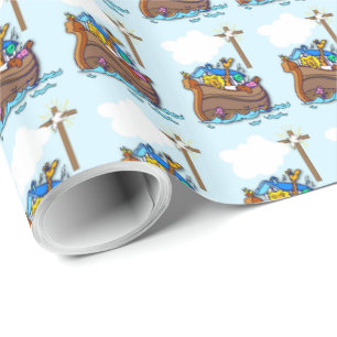 Noah's Ark Baptism, Boy Blue Cadeaupapier