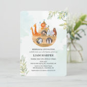 Noah's Ark Baptism uitnodiging (Staand voorkant)