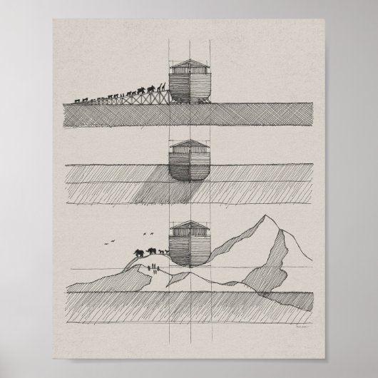 Noah's Ark - Bible Art, Nautical Ship Poster (Devant)
