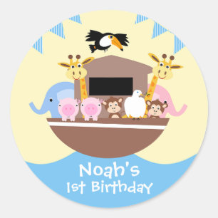Noah's Ark Birthday Favor Sticker