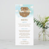 Noah's Ark Blue Baptism Birthday Baby shower Menu (Debout devant)