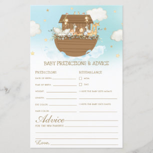 Noah's Ark Blue Boy Baby Predictions & Advice Game