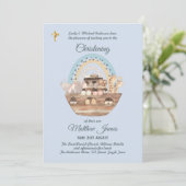 Noah's Ark Blue Boys Christening Invitation Baptêm (Debout devant)
