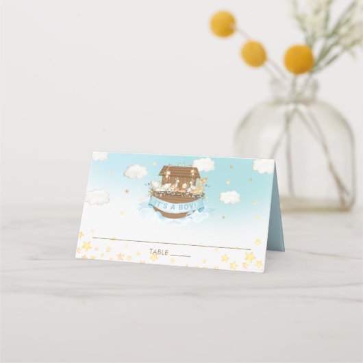Noah's Ark Blue Cute Animals Boy Baby shower (Voorkant)