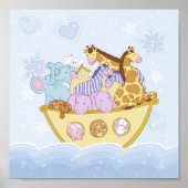 Noah's Ark Blue Nursery Poster Print (Voorkant)