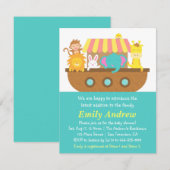 Noah's Ark, Cute Animals, Baby shower Kaart (Voorkant / Achterkant)