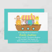 Noah's Ark, Cute Animals, Baby shower Kaart (Voorkant / Achterkant)