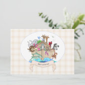 Noah's Ark Dieren Ivory Gingham Kaart (Staand voorkant)