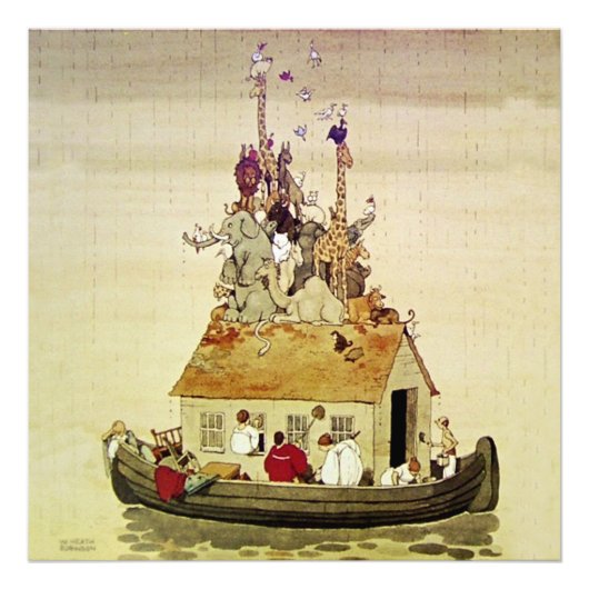 "Noah's Ark" door W Heath Robinson Foto Afdruk (Voorkant)