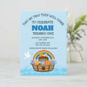 Noah's Ark First Birthday Party for Boys Kaart (Staand voorkant)